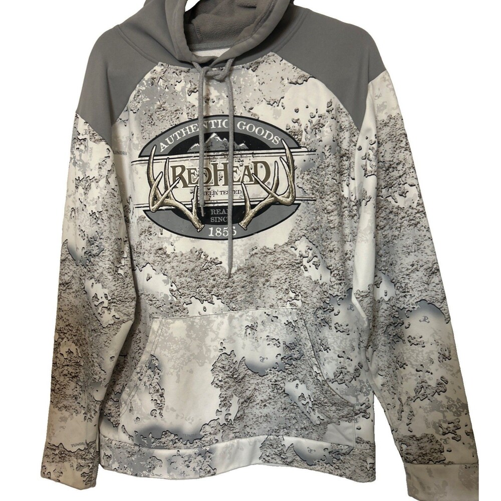 Red Head Mens M Tundra Camo Hoodie Deer Antler Graphic Fleece Sweatshirt